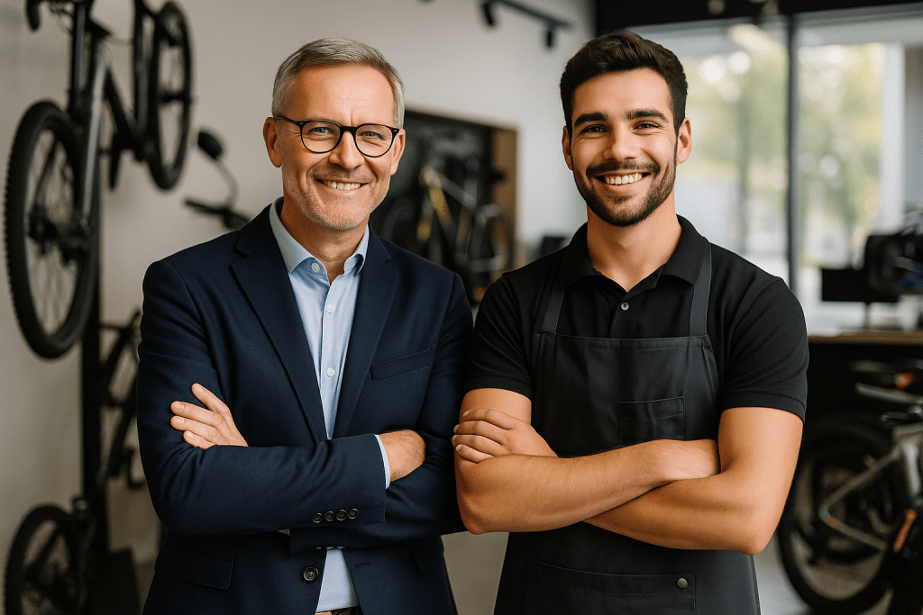 consultor y empleado mecánico juntos